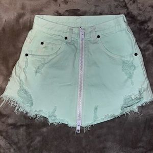 LF carmar mint denim skirt with zipper